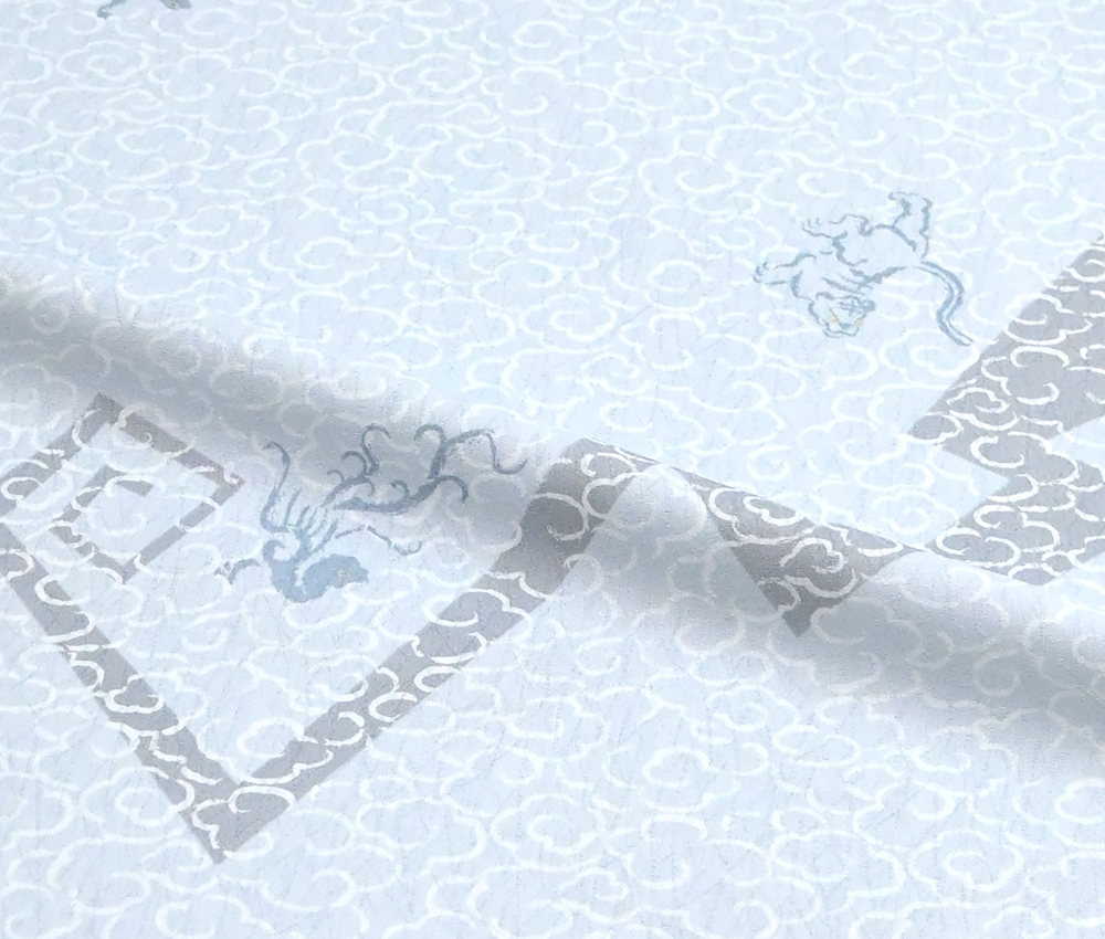 小紋：四神に雷 ペールブルー