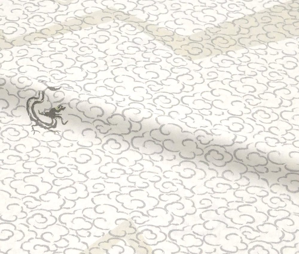 小紋：四神に雷 オフホワイト