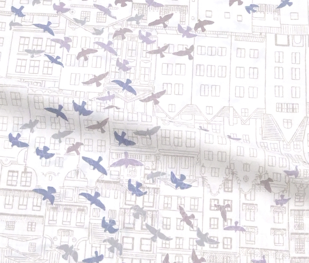 襦袢：鳥瞰 ペールイエロー