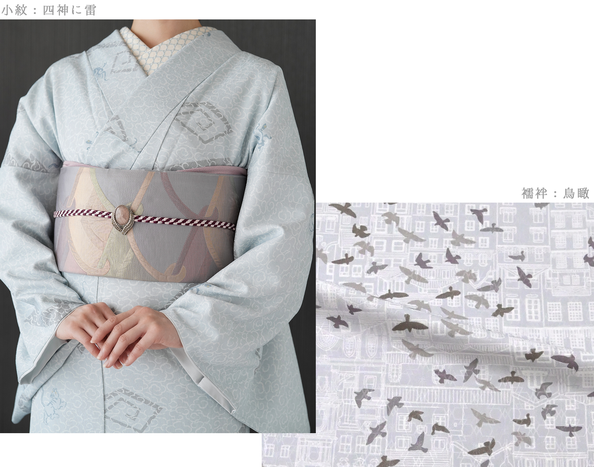 小紋：四神に雷  襦袢: 鳥瞰